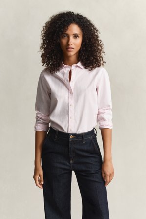GANT Damen Regular Fit Classic Popeline Hemd mit Streifen (34) Rosa