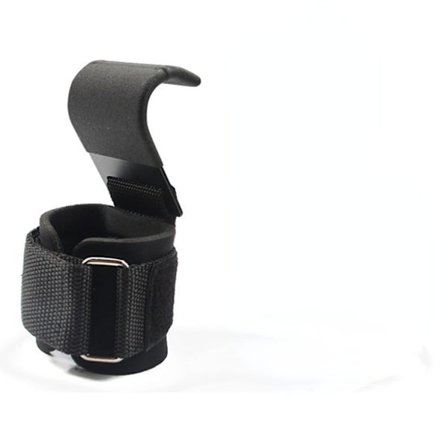 Tyngdlyftande krokgrepp vadderade med handledslindningar Hand-Bar Styrkelyftshandskar Kraftiga Pull-ups Krokar Gymträningsremmar