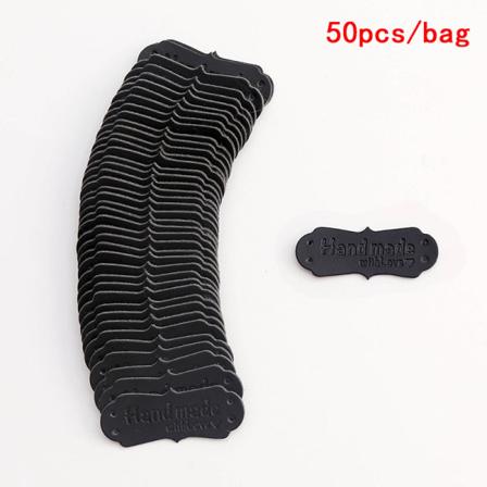 50st PU-läderetiketter Handgjorda med kärleksetiketter Syhantverk DI black