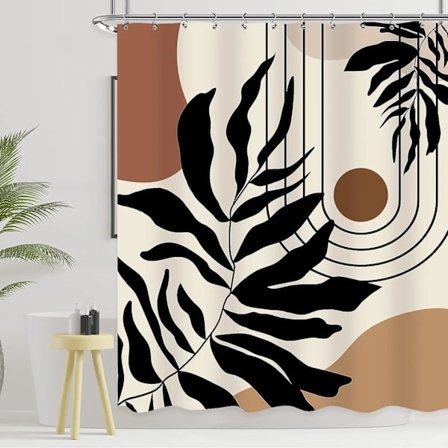 Bohemisk Duschdraperi Abstrakt Medeltida Båge Sol Löv Linje Estetisk Minimalistisk Modern Geometrisk Dekorativt Duschdraperi, 220x180cm