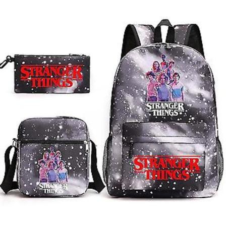 Stranger Things Ryggsäck Tre-delad Set Student Skolväska Canvasväska Y (Stjärna Svart)