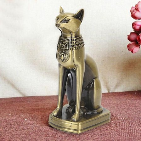 Metallisk Antikk Egyptisk Katt Statue Figur Modell Hjem Innredning Ornamenter Skrivebord Dekor