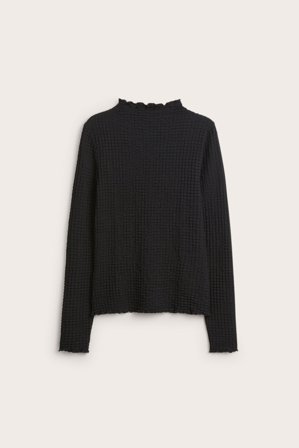 Kappahl | Langermet topp med halvpolo | Svart