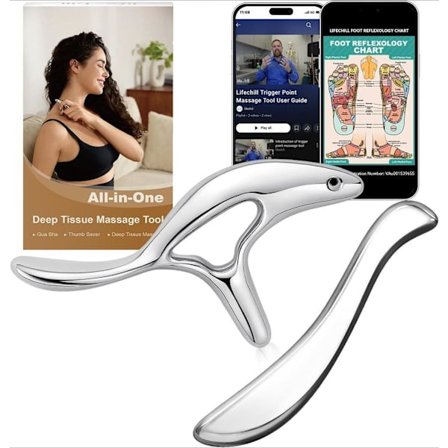 2-pakka ruostumattomasta teräksestä valmistettuja Gua Sha -hierontatyökaluja – Triggerpiste- ja lihashieronta lymfakiertoon