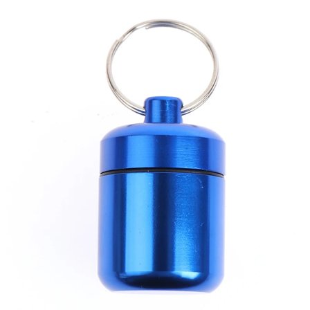 1 st Bärbar Vattentät Pillbox i Aluminium, Förvaringslåda, Medicinflaska-formad Behållare med Nyckelring