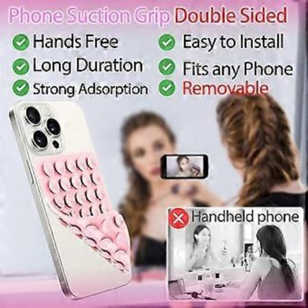 Silikone Sugekop Telefoncover Holder Dobbeltsidet, Telefontilbehør Håndfri Stærkt Greb til Selfies og Videoer (Hvid)