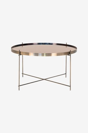 House Nordic - Sofabord Louisville, Ø 70xh40 cm, messing understell - Grå - Sofabord - Fra Homeroom