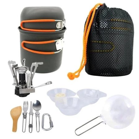 (Pow yeah!) Stormkøkken med brænder Orange (kniv, gaffel, ske + minikøkken)