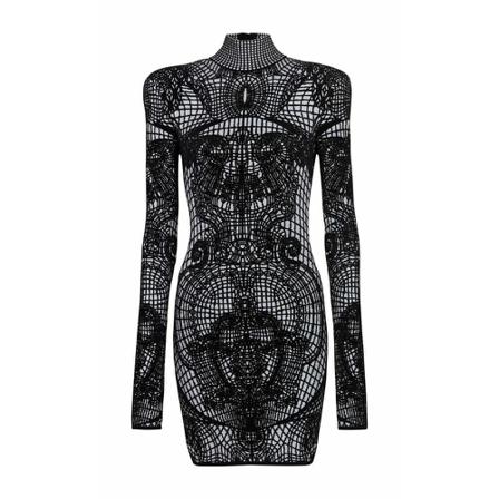 Balmain, Graphic print dress Zwart, Dames, Maat:S
