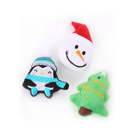 3 Pets Katteleker Julekolleksjon Plysjleker Juletre, Snømann, Pingvin med Kattemynte