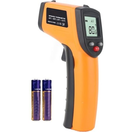 Infraröd termometer, kontaktlös lasertermometer, infraröd termometer från -50 °C till 400 °C, bakgrundsbelyst LCD-skärm med batteri