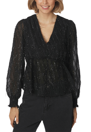 Neo Noir Fiana Frilly Blouse Blusar Dam Svart 36