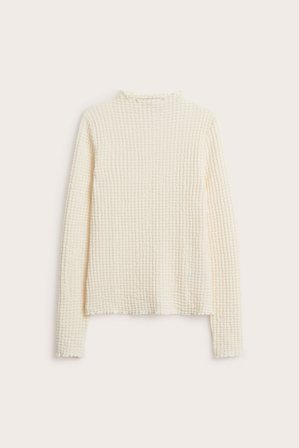 Kappahl | Långärmad topp med halvpolo | Offwhite