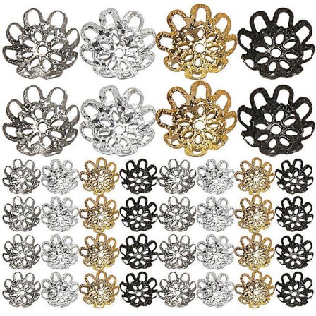 600 stk Blomsterperlehatter Perlehatter Avstandsperler Endehatter Halskjede Materiale ed Farge