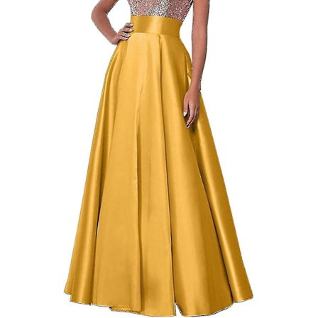 Dame Ensfarvet Satin Lang Nederdel Elastisk Talje Elegant Banket Fest Aften Bryllup Høj Talje Lang Nederdel