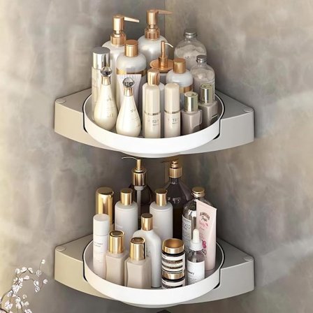 Brusehjørne uden boring, hængende hylder, kompatibelt med alle vægtyper