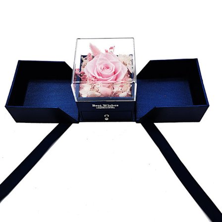 Valentinsdaggave, bekjennelsesgave, ny dobbeltdørs udødelig rose smykkeskrin (rosa)