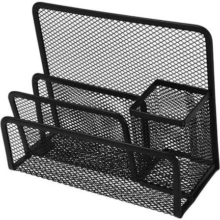 Työpöydän kirjekoriteline, työpöydän tiedostojen järjestäjä, laskujen arkistointi, paperien säilytys, luotettava levy, musta rauta