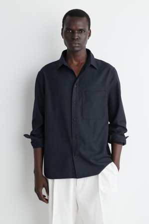 COS Männer Lockeres Hemd Aus Twill in Blau