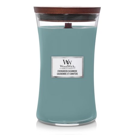 Woodwick Hourglass Candles Evergreen Cashmere 609g - Candela Profumata