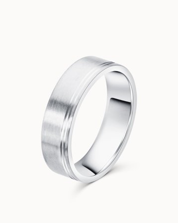 Eric Vielsesring til mænd. mat finish i 18K Hvidguld - Forlovelsesringe & Vielsesringe hos Vanbruun