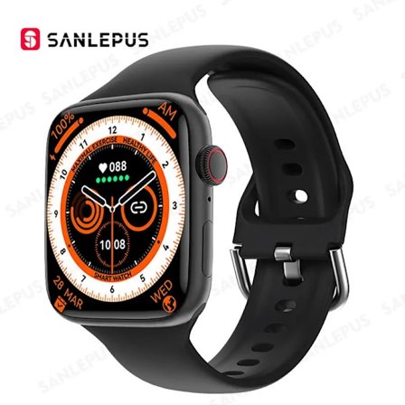 SANLEPUS Watch 8 NFC Smartklocka Bluetooth Samtal Smartwatch Hälsoövervakning Sport Fitness Tracker Serie 8 för Kvinnor Män