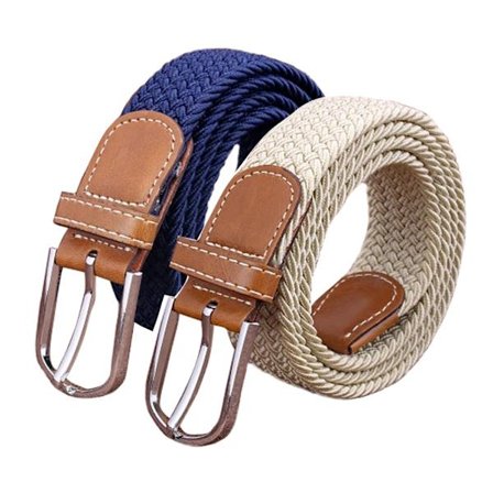 Sett med 2 kvinners belte uformell flettet elastisk stoff vevd stretch elastiske belter