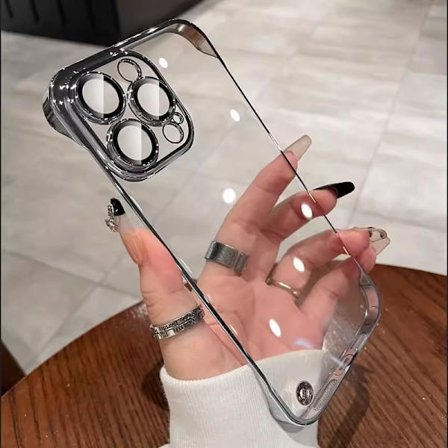 Skal för iPhone 17 Pro Max Titanium Grå Elektroplätering Ramlös Bare Metal Ultratunn Transparent