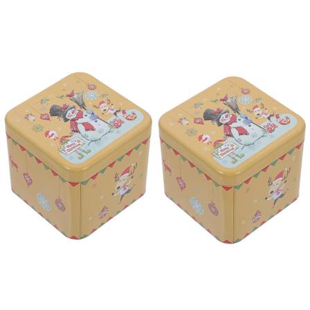2 stk Kreative Blydåse Søde Slikkruller Juletema Kagedåser Gul 7,5X7,5X6,5CM Yellow 7.5X7.5X6.5CM