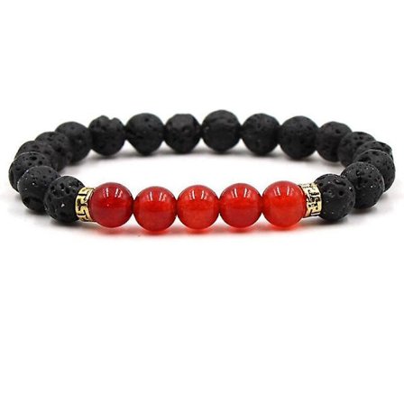 Chakra Armband Herr Svart Lava Healing Balance Beads Naturstensarmband