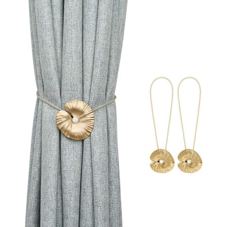 Gardinklämmor med magnetknappar, 2-pack gardinklämmor Lotus-legering magnetiska gardinklämmor - Guld