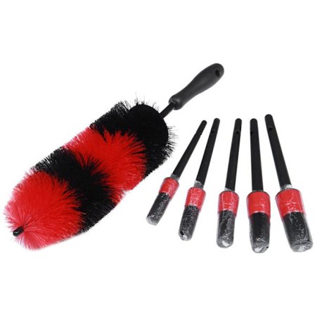 Børste for rengjøring av bilhjul - 43 cm lang børste for dekk og 5 forskjellige størrelser på bustbørster