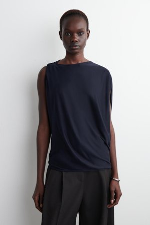 COS Damen Drapiertes Oberteil Aus Jersey - Blau