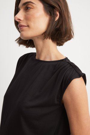NA-KD Draped Jersey Top - Sommer toppe - Sort - XS