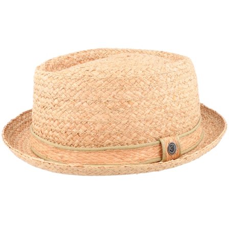 Jaxon & James - Beige straw Hut - Raffia Diamond Crown Straw Pork Pie @ Hatstore