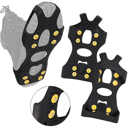 10-stud Universal Ice No Slip Snow Shoe Spikes Grips Cleats -