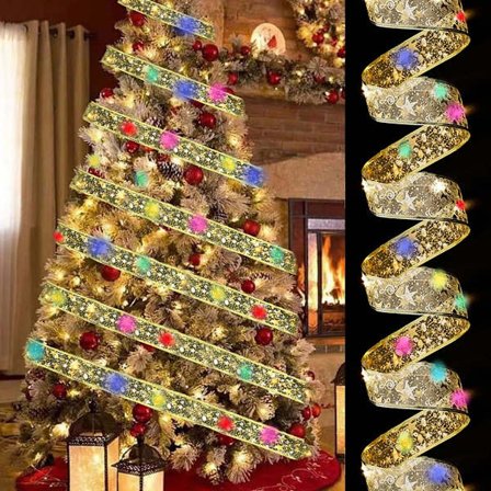 LED-bånd julelys, 16,4 fod (farve, varmt lys)