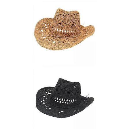 2 stk. Western Cowboyhatt Bredbremmet Solhatt Strandhatt for utendørs bruk