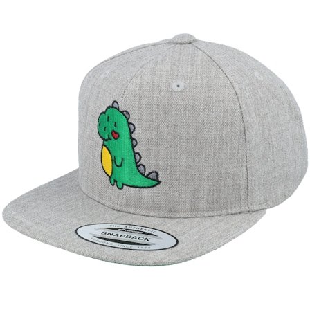 Kiddo Cap - Grey - snapback - Cap - Kids Cute Green Dinosaur Grey Snapback - Hatstore