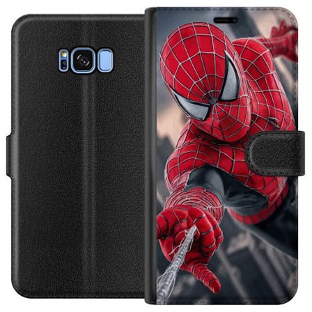 Kompatibelt Plånboksfodral till Samsung Samsung Galaxy S8 Dynamisk Spider-Man-illustration i actionperspektiv, superhjältetema med rörelseekonomi o