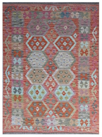Tkany Ręcznie Kilim Afgan Old Style Dywan 130X180 Wełniany Ciemnoczerwony/Brunatny Mały