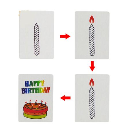 Grattis på födelsedagen Magic kort Magic Trick Magiker Närbild Rekvisita Jippon Prank Tool