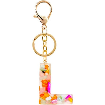 Nøglering med bogstav i harpiks, glitrende nøglering til taske, tilbehør, gaver