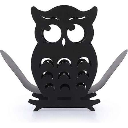 Toalettpappershållare Metall Uggla Form Pappersförvaring Hållare för Badrum (Svart)