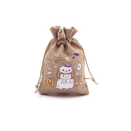 Dww-50 pakke (15 x 20 cm) sækkelærred poser Halloween trick or treat sækkelærred poser snøre gaveposer til slikfest slik godtepose
