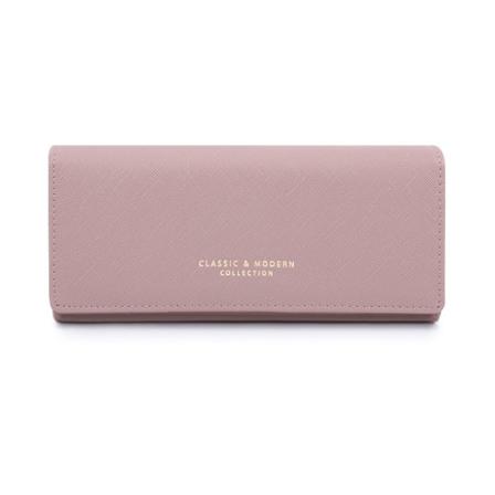 Rosa dam plånbok lång mjukt läder bifold clutch dragkedja plånbok stor kapacitet pengar klämma kort hållare
