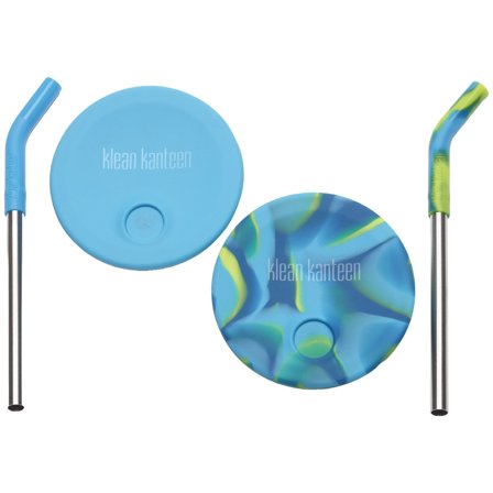 Klean kanteen Kid Cup Straw Lid pillikansi blue tie dye, 2 kpl
