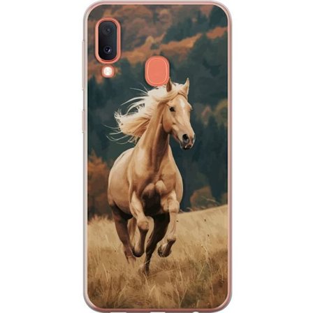 Kompatibelt Mobildeksel til Samsung Galaxy A20e Majestetisk hest som galopperer gjennom høstlandskapet med varme farger og en dyp følelse for naturen,