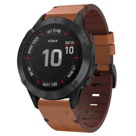 För Garmin Fenix ​​6 Pro GPS 22mm läder stålspänne watch