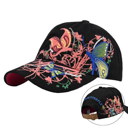 Peaked Hat Ladies Spring Travel Baseball Cap Butterfly Embroidery